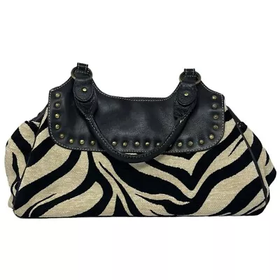 Sophia Visconti Cream & Black Zebra Striped Satchel • $34.99