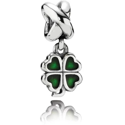 $59 • Buy Genuine Pandora Four Leaf Clover Charm Green Enamel 790572EN25 Retired