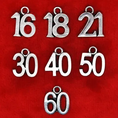 Tibetan Silver Birthday Age Number Charm 16th 18th 21st 30th 40th 50th 60th 70th • £2.99