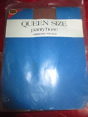 QUEEN SIZE Vintage BEIGE Nylon PANTYHOSE - Size 5X-6X - 235 To 295 Lbs - 1980's • $16.99
