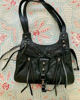 Botkier Black Pebbled Leather Purse Bag Satchel Multi Pocket 12x8x5” • $35