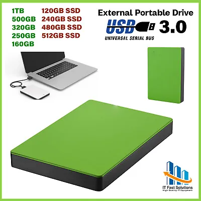 ITFS 500GB 2.5 Inch USB 3.0 FAT 32 Portable Slim External Hard Drive OLIVE GREEN • £18.99