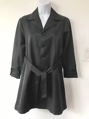 Basic Women's 3/4 Length Black Jacket Belted Button-down Unlined Size Small • $14.95