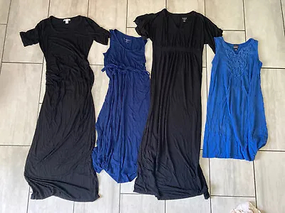 LOT Of 4 Liz Lange Motherhood Medium Maternity Dress Black Blue Maxi Fitted • $29