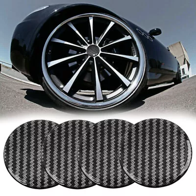 4pcs Resin Carbon Fiber Stripe Wheel Center Cap Stickers Emblem Decal Dome • $13.60