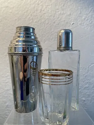 Vintage Mini Cocktail Shaker And Flask Desk Set Germany 1930s 1940s • $70