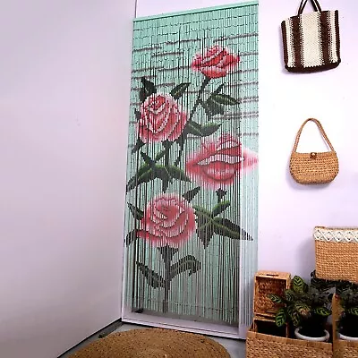 Rose-Bamboo Beaded Curtain For Doorway Closet Window Hanging Room Dividers • $53.99