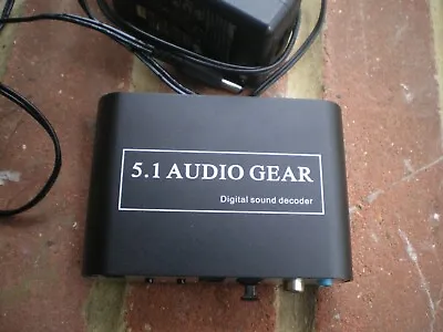 5.1 Audio Gear Digital Sound Rush DecoderCoaxial SPDIF Fiber Aux Input • £24.99