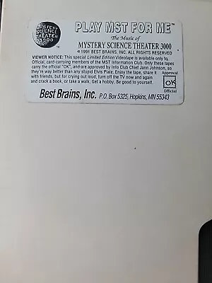 Mystery Science Theater 3000 Rare Play MST For Me Best Brains Vhs 1991 • $55.75