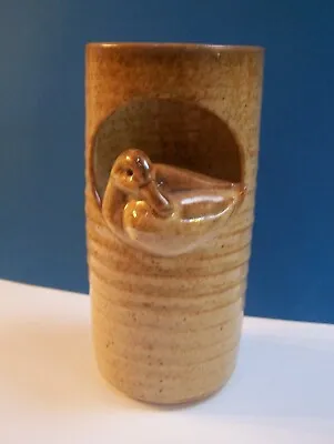 £12.50 • Buy Vintage Grayshott Pottery Vase Pen Pot With Cut Away & 3D Duck In Hollow H6” VGC