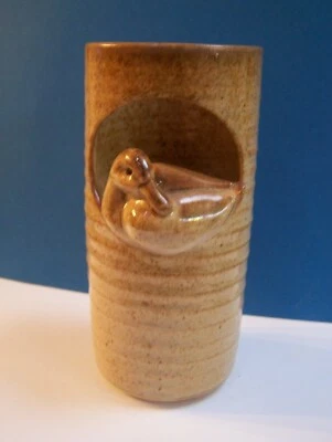 £12.50 • Buy Vintage Grayshott Pottery Vase Pen Pot With Cut Away & 3D Duck In Hollow H6” VGC