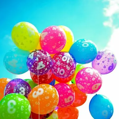 £3.40 • Buy Pack Of 10 Air Fill Birthday Party Balloons Age 1-80 Decorations Mixed Coloured