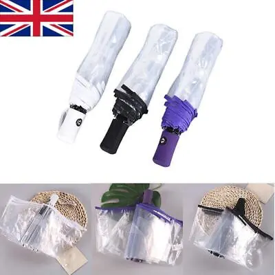Automatic Open Close Fold Windproof Umbrella Compact Rain Transparent Clear Uk • £8.95