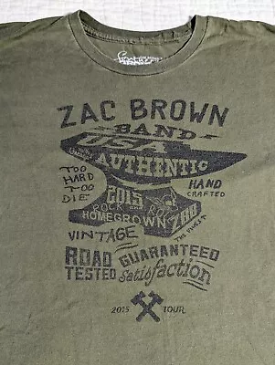 Zac Brown Band T Shirt Jekyll Hyde Tour 2015 Army Green Sz L Large Anvil Forge • $12