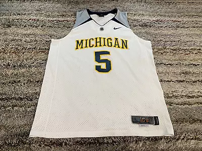 Michigan Wolverines Nike Elite Jersey Men Large White #5 Fab Five Authentic Rose • $46.75