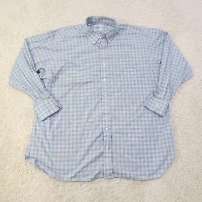 J Press Shirt Mens 3XLT 3XL Tall FIT Button Up Blue Plaid Sport Shirt USA • $37.49