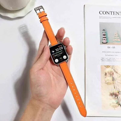 $9.99 • Buy 40 44mm Slim Genuine Leather Band For Apple Watch Series 7 6 5 4 SE IWatch Strap