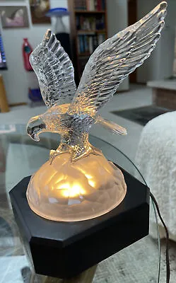 Cristal D'Arques Lead Crystal France American Bald Eagle & Fish Sculpture Lamp • $24.99
