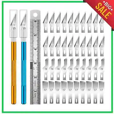 Kit Exacto Knife Set 40 Blade Refill Xacto Knives Leather Craft Pen Cutter Razor • $10.13