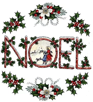 Christmas Vintage Noel Holly Berries Overglaze Waterslide Ceramic Decals • $3.10