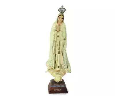 Vintage Our Lady Fatima Resine Statue Glass Eyes Portugal Authentic 18.89   • $179.85