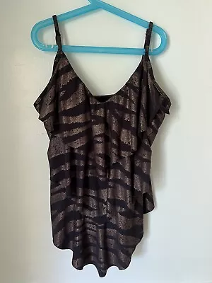 Magicsuit Magic Suit By Miraclesuit 'Rita' Tankini Top Black Metallic  Size 8 • $19.84