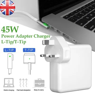 For MacBook Air Or Pro 45W AC Power Adapter Charger L-Tip T-Tip For Magsafe1 2 • £12.69
