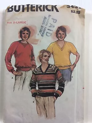 1980 Butterick 3431 Vintage Sewing Pattern Mens Tops Size XL • $9.86