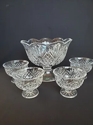 $45.50 • Buy Shannon Crystal Handcrafted Footed Trifle/Pedestal Bowl & 4 Dessert Bowls