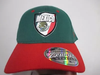 Mexico Soccer  Zephyr  Mens Flex Fit Hat (m/l) Nwt Green & Red Rim Raised Logo • $9.99