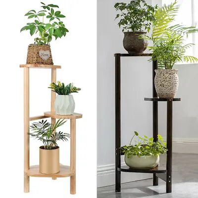 $36.95 • Buy Stylish Bamboo Plant Stand 3 Tier Corner Plant Display Shelves Easy To Assemble