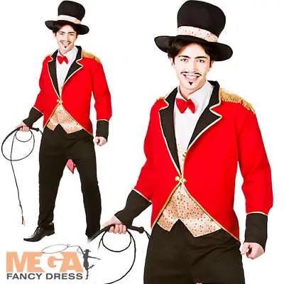 Circus Ringmaster + Hat Mens Fancy Dress Lion Tamer Uniform Adult Costume Outfit • £12.99