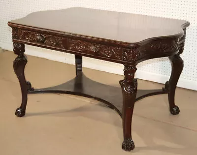 RJ Horner Style Carved Maiden Figural Mahogany Partners Desk Writing Table • $2925