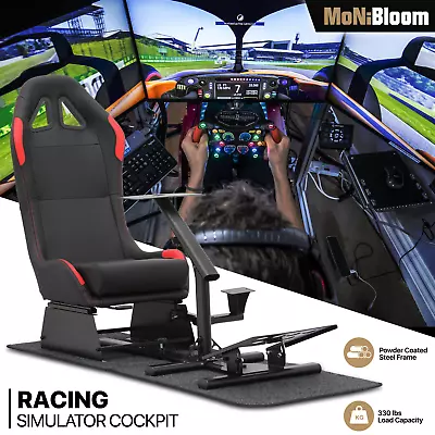 Racing Simulator Cockpit Wheel Stand W/Adjustable Gaming Seat Fit Logitech G920 • $298.99