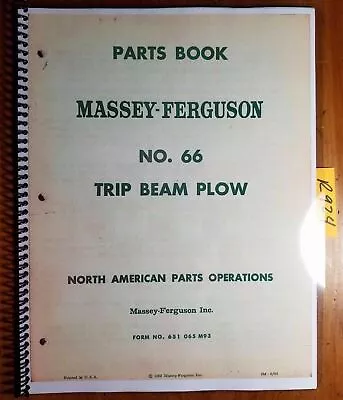 Massey Ferguson 66 Trip Beam Plow Parts Book Manual 651 065 M93 5/64 • $13.99