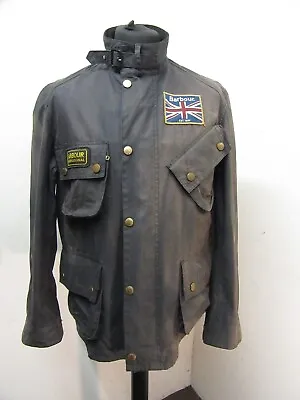 Vintage Barbour International Union Jack Waxed Cotton Jacket Size M No Belt • £99