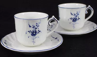 2 Villeroy & Boch Blue Flower VIEUX LUXEMBOURG Demitasse Cup & Saucer Sets • $39.95