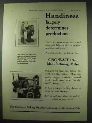 1922 Cincinnati Milling Machine Ad - 18-in Miller • $19.99