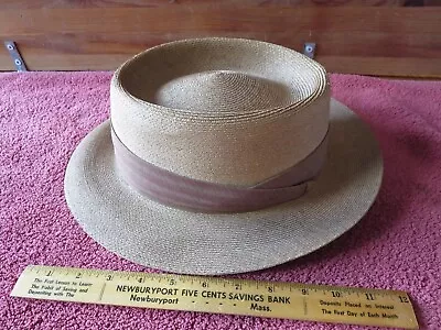 Vintage Classic Lee 5th Ave Mens Straw Fedora Brown DuPont Digby Water Repellent • $72.25