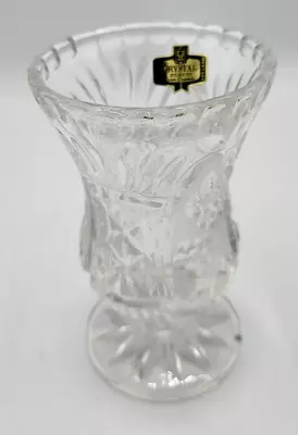 Crystal Zajecar Vase Goblet 24% Pbo Lead Liquor Wine Brandy Footed Etched Floral • $24.95