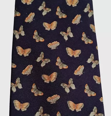 Vintage J. Press Necktie Men's 100% Silk Butterfly Navy Blue Made In Ireland • $27.77