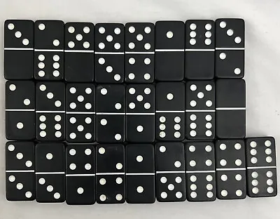 Vintage Thick Rock Marble Dominoes Cardinal 25 Piece Set White On Black • $15.99