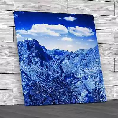 Mountain Oasis Chebika Tunisia Square Blue Canvas Print Large Picture Wall Art • £14.95