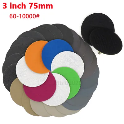 75mm Wet And Dry Sanding Discs 3 Inch Sandpaper Hook And Loop Pads 60-10000 Grit • $2.85