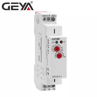 GEYA On Delay Off Delay Timer Relay Time Delay Relay AC/DC12V-240V 16A Din Rail • £16.51