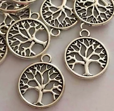 £2.35 • Buy Tibetan Silver Charms Tree Of Life 16mm Diameter Pagan Wiccan Double Sided C9