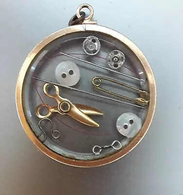 Large Vintage Charm Pendant Featuring Sewing Tools • $11.99