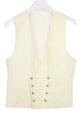 SUITSUPPLY Ferrara DB Waistcoat Men's UK 40 Silk Linen Blend Button Up Ivory • £83.99