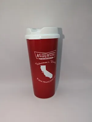 Krispy Kreme Mug Tall Travel Plastic Red San Francisco • $11.99