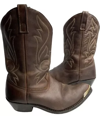 Masterson RB918 Brown Leather Embroidered Western Cowboy Boots Men's 10.5 D • $39.95